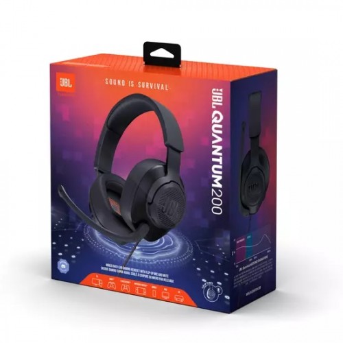 JBL Quantum 200 Wired Over-Ear Headphones Black (Jaunas)