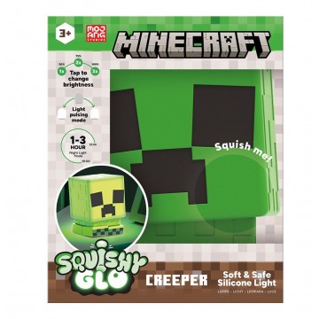 Minecraft Creeper Squishy Glo Silicone Light/Lampa Rechargeable (Jauna)