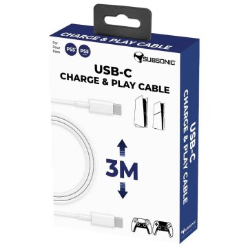 PlayStation 5 Slim USB-C Charge and Play Cable 3m Subsonic (Jauns)