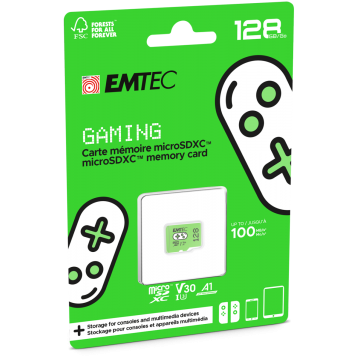 Emtec mSD 128GB UHS-I U3 V30 A1 Gaming Green Nintendo Switch (Jauna)