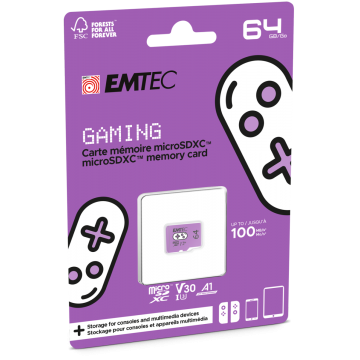 Emtec mSD 64GB UHS-I U3 V30 A1 Gaming Purple Nintendo Switch (Jauna)